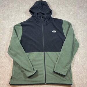 The North Face TKA Green Black Glacier Full Zip Fleece Jacket Men's Sz XXL EUC